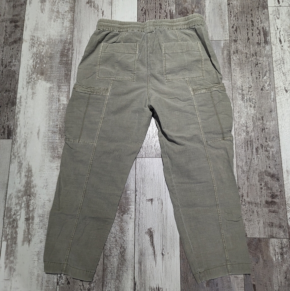 Anthropologie green drawl string elastic waist cargo pants ankle size 29 - Picture 4 of 6
